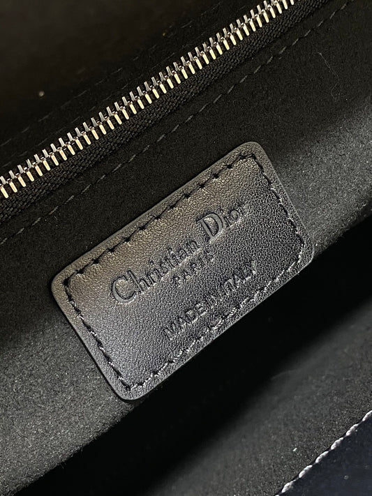 DO Mini Lady Bag Matte Black Diamond Pattern Calfskin