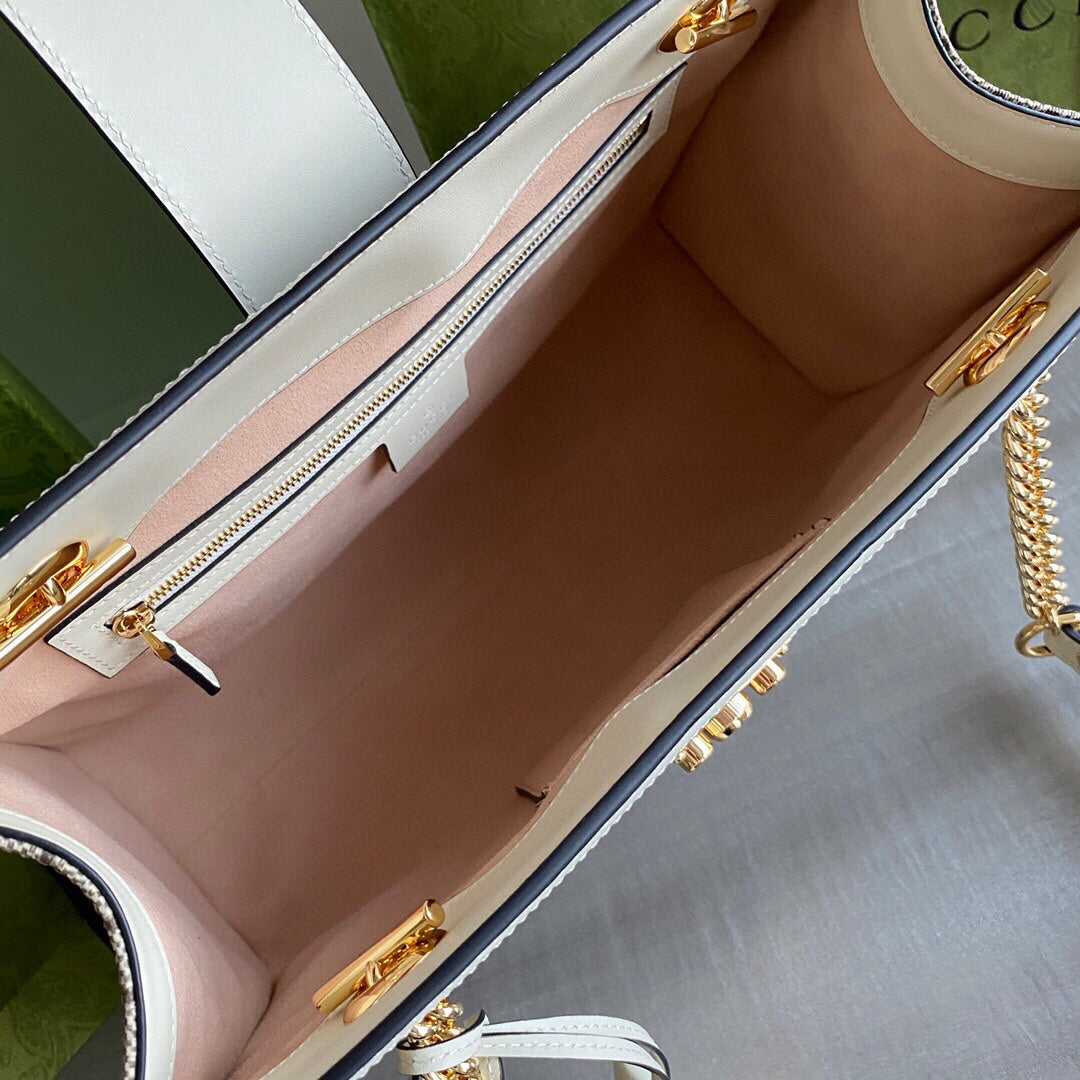 GC Padlock medium shoulder bag tote Beige/ebony GG Supreme canvas, with brown leather detail