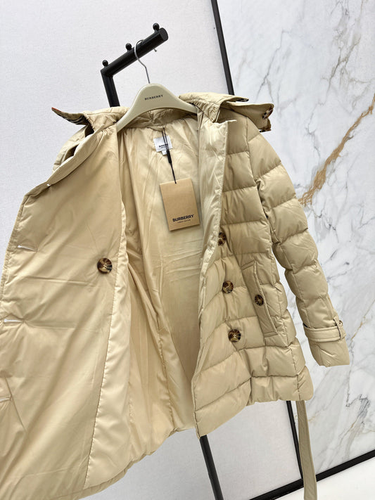 Bur New Short double-breasted hooded down jacket