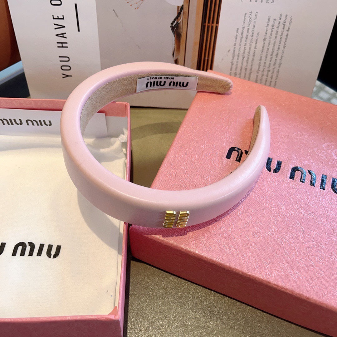 Miu New style sheepskin custom headband with metal letters