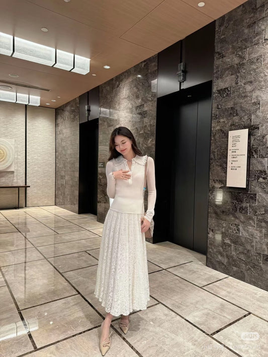 Cho1 NEW Lace Knit Sweater