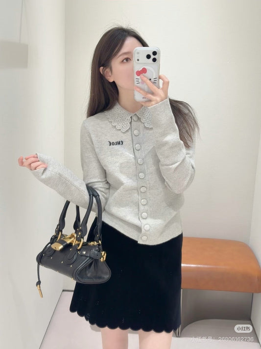 Chol NEW lace poko Knitted cardigan