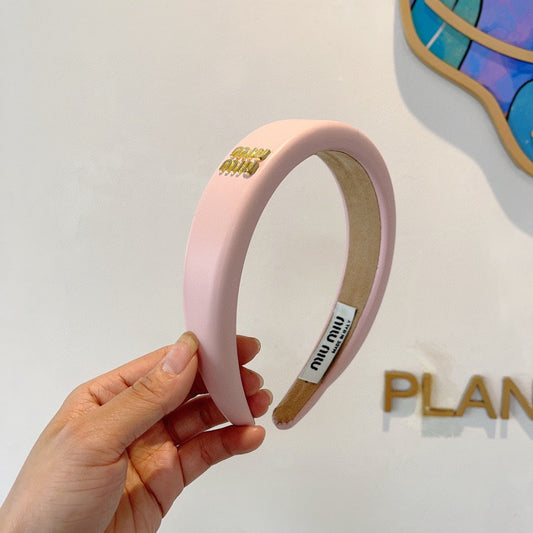 Miu New style sheepskin custom headband with metal letters